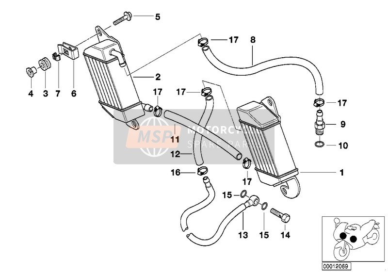 BMW R 1200 Montauk 03 (0309,0319) 2002 OIL COOLER/OIL COOLING PIPE for a 2002 BMW R 1200 Montauk 03 (0309,0319)