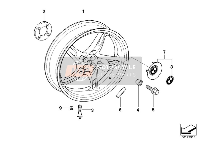 BMW R 1200 Montauk 03 (0309,0319) 2004 Gietwiel achter voor een 2004 BMW R 1200 Montauk 03 (0309,0319)