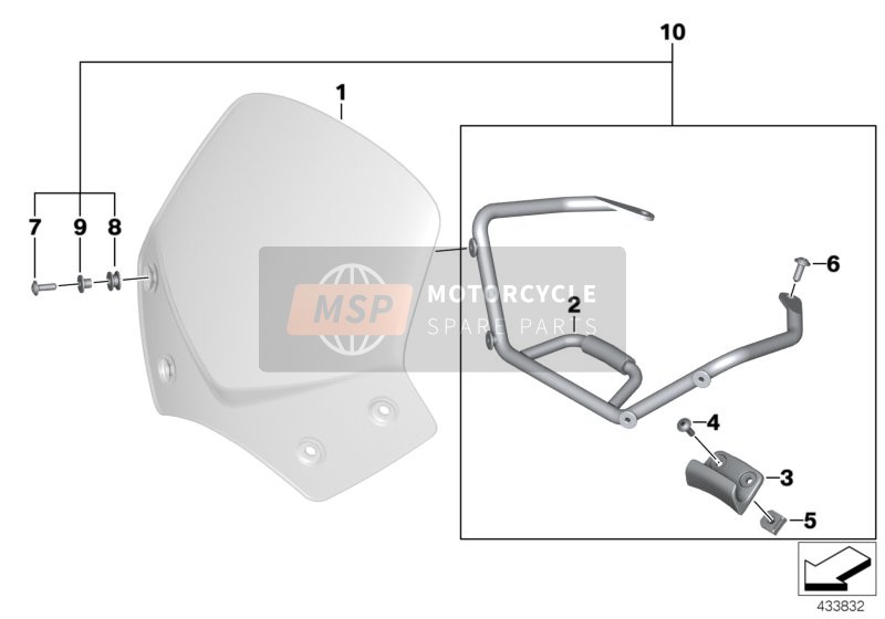 71607699566, Set Aanbouwdelen Windscherm Sport, BMW, 1