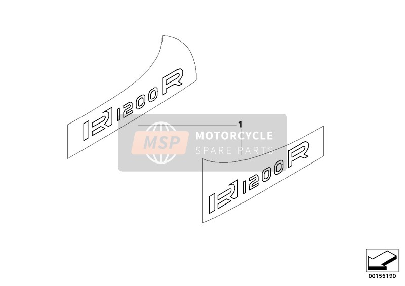 51147703552, Model Lettering R1200R, Right, BMW, 0