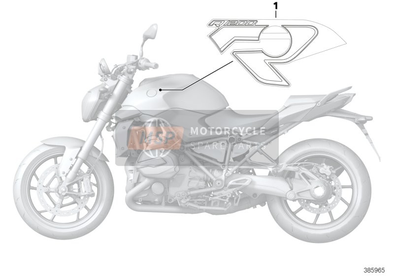 BMW R 1200 R (0A04, 0A14) 2015 Stickers 1 voor een 2015 BMW R 1200 R (0A04, 0A14)