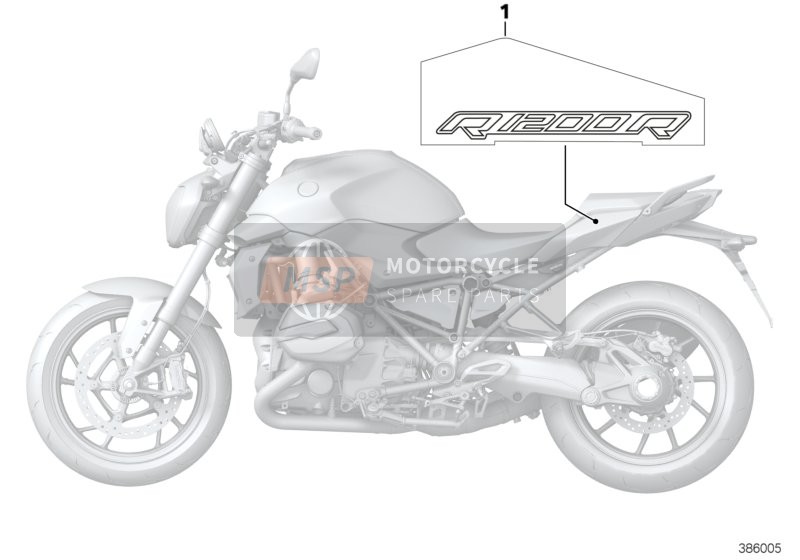 BMW R 1200 R (0A04, 0A14) 2013 STICK-ON LABEL 6 for a 2013 BMW R 1200 R (0A04, 0A14)