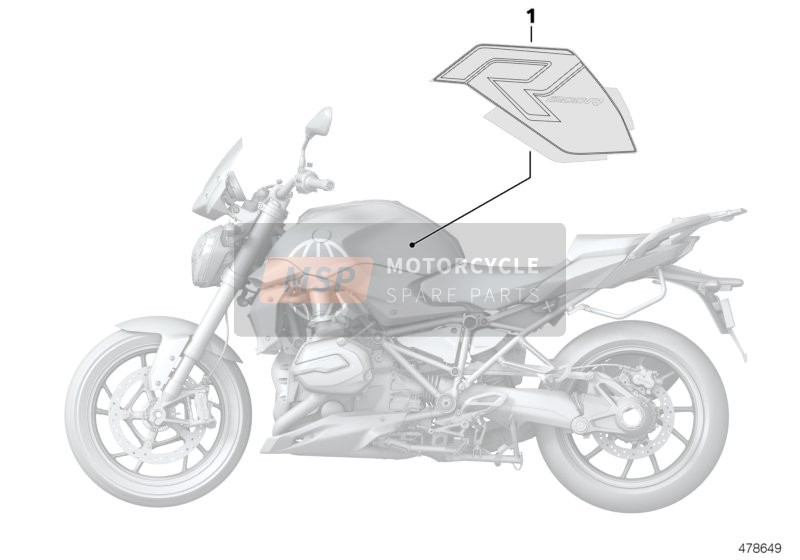 BMW R 1200 R (0A04, 0A14) 2016 STICK-ON LABEL 3 for a 2016 BMW R 1200 R (0A04, 0A14)