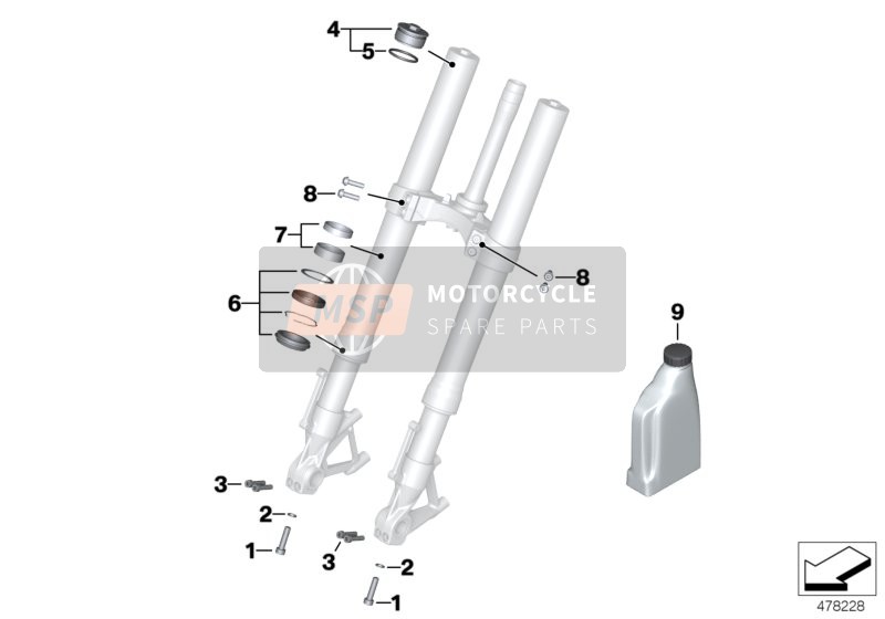 BMW R 1200 R (0A04, 0A14) 2017 SERVICE OF TELESCOPIC FORKS 2 for a 2017 BMW R 1200 R (0A04, 0A14)