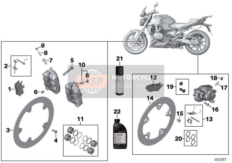 BMW R 1200 R (0A04, 0A14) 2016 Servizio freni per un 2016 BMW R 1200 R (0A04, 0A14)