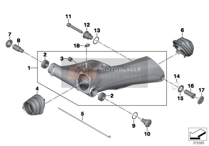 33357105550, Achterbrug Zwart, BMW, 0