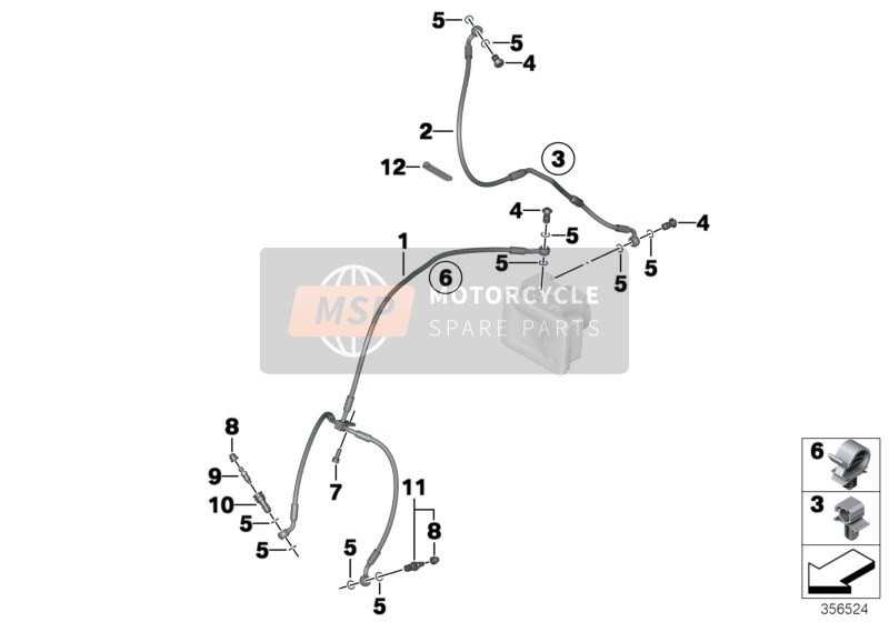 BMW R 1200 R (0A04, 0A14) 2015 Tubería de freno delantero para un 2015 BMW R 1200 R (0A04, 0A14)