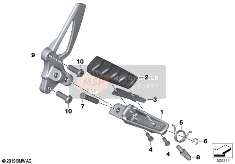 BMW R 1200 R 11 (0400,0490) 2012 Voetrasterplaat/voetraster voor voor een 2012 BMW R 1200 R 11 (0400,0490)