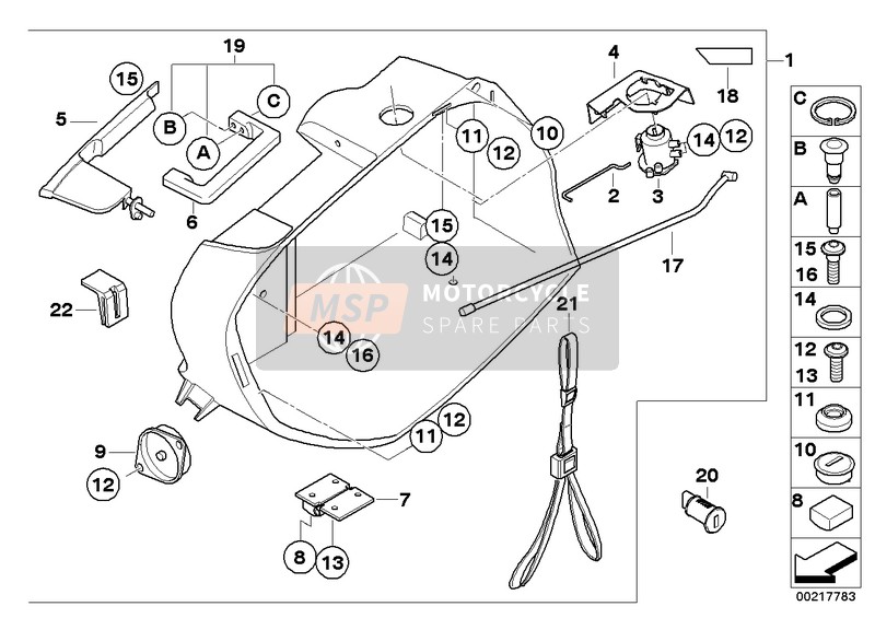 BMW R 1200 R 11 (0400,0490) 2012 Maleta, parte inferior 2 para un 2012 BMW R 1200 R 11 (0400,0490)