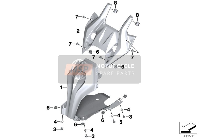 BMW R 1200 RS (0A05, 0A15) 2018 Panneau de carénage central pour un 2018 BMW R 1200 RS (0A05, 0A15)