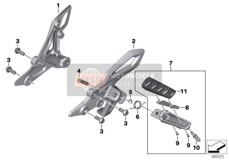 BMW R 1200 RS (0A05, 0A15) 2018 Fussrasten vorn für ein 2018 BMW R 1200 RS (0A05, 0A15)