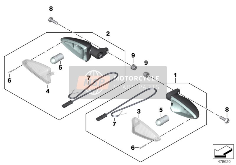 BMW R 1200 RS (0A05, 0A15) 2016 Indicatori di direzione, anteriori per un 2016 BMW R 1200 RS (0A05, 0A15)