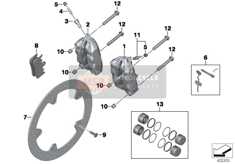 BMW R 1200 RS (0A05, 0A15) 2015 FRONT WHEEL BRAKE for a 2015 BMW R 1200 RS (0A05, 0A15)