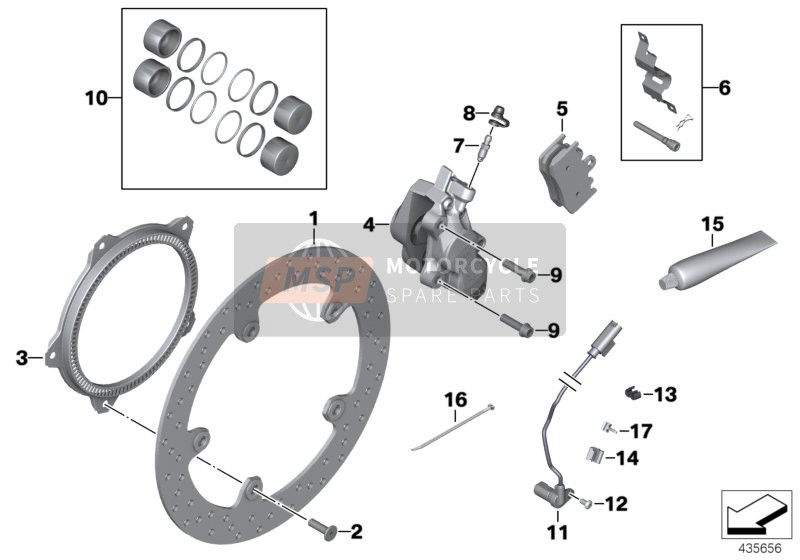 BMW R 1200 RT 05 (0368,0388) 2003 Pacchetto rivetti freno anteriore per un 2003 BMW R 1200 RT 05 (0368,0388)