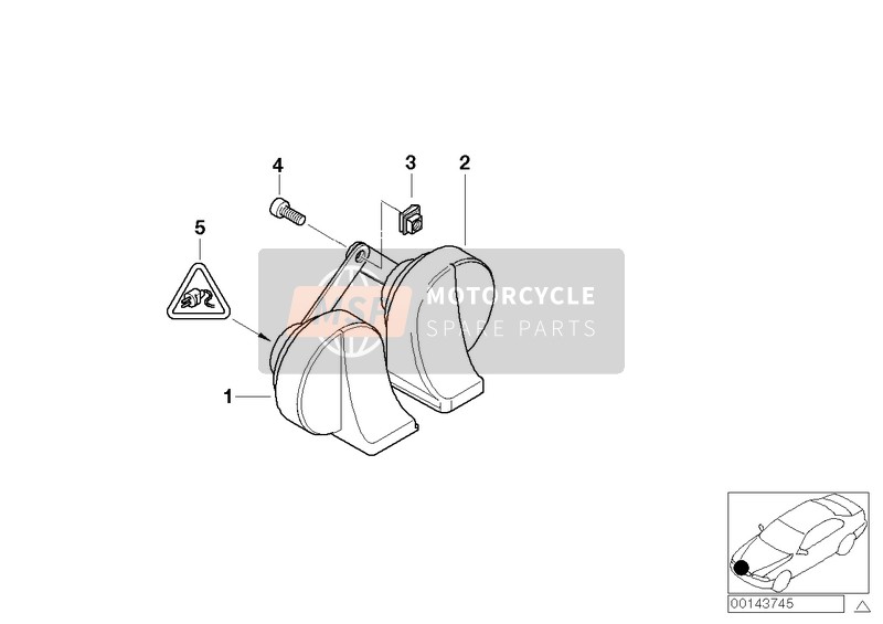 BMW R 1200 RT 05 (0368,0388) 2008 Clacson 2 per un 2008 BMW R 1200 RT 05 (0368,0388)