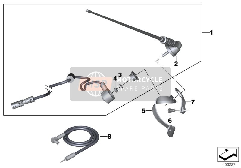 BMW R 1200 RT 05 (0368,0388) 2008 Antenne für ein 2008 BMW R 1200 RT 05 (0368,0388)