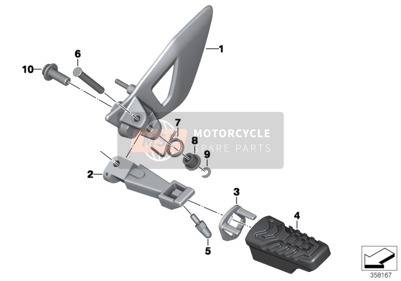 BMW R 1200 RT (0A03, 0A13) 2014 FOOTREST, FRONT for a 2014 BMW R 1200 RT (0A03, 0A13)