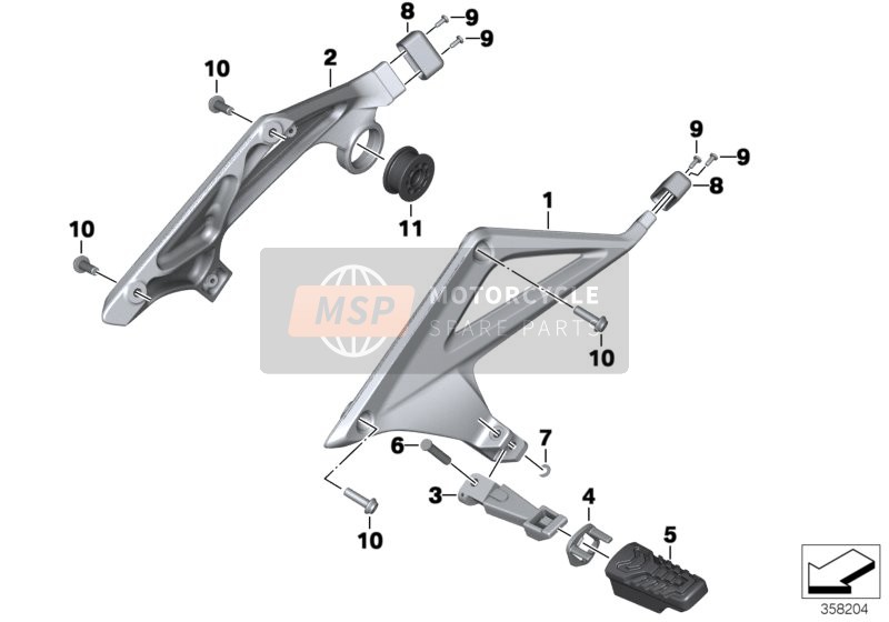 BMW R 1200 RT (0A03, 0A13) 2014 Repose-pieds arrière pour un 2014 BMW R 1200 RT (0A03, 0A13)