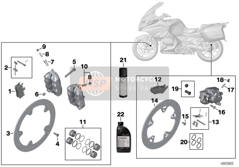 BMW R 1200 RT (0A03, 0A13) 2017 Servicio de frenos para un 2017 BMW R 1200 RT (0A03, 0A13)