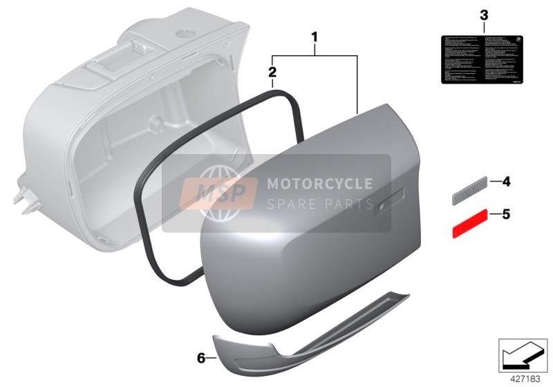 BMW R 1200 RT 10 (0430,0440) 2013 Case lid at lower part of case 2 for a 2013 BMW R 1200 RT 10 (0430,0440)