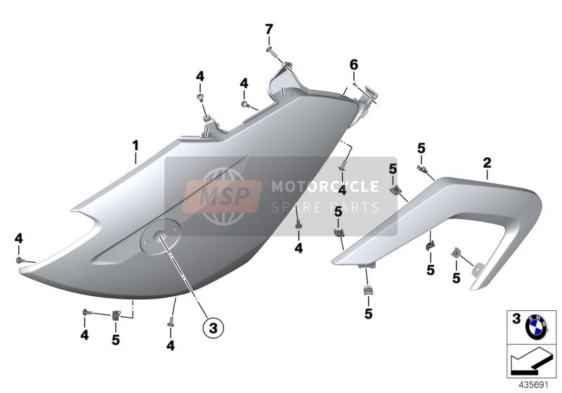 BMW R 1200 RT 10 (0430,0440) 2013 Carenage laterale avant 1 pour un 2013 BMW R 1200 RT 10 (0430,0440)