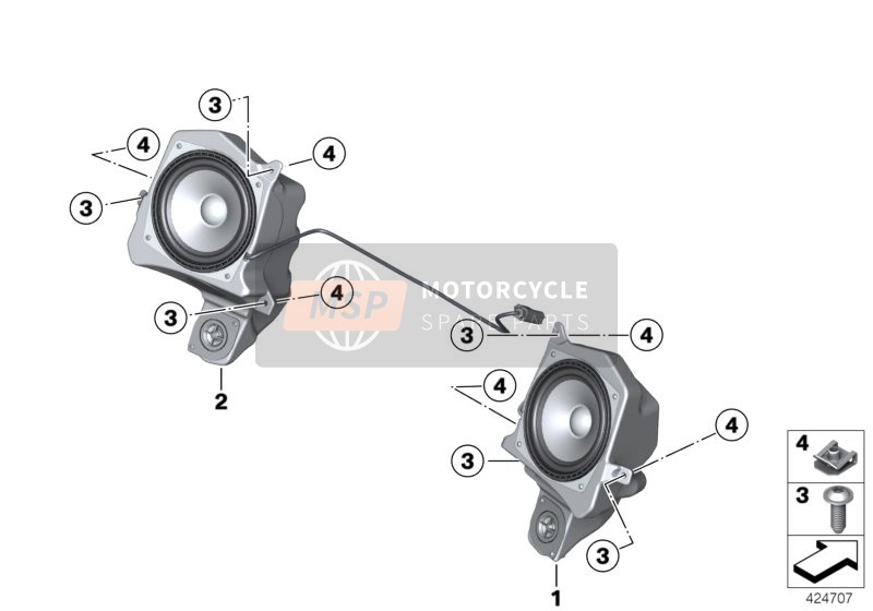 BMW R 1200 RT 10 (0430,0440) 2013 Altoparlante per un 2013 BMW R 1200 RT 10 (0430,0440)