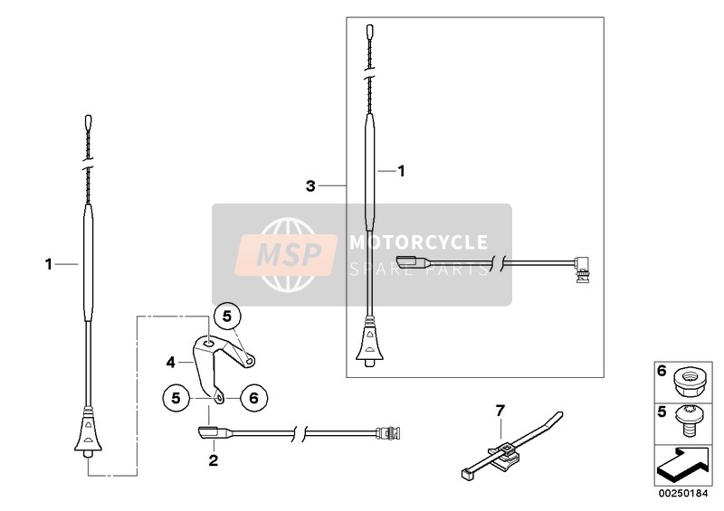 BMW R 1200 RT 10 (0430,0440) 2010 Funkantenne für ein 2010 BMW R 1200 RT 10 (0430,0440)