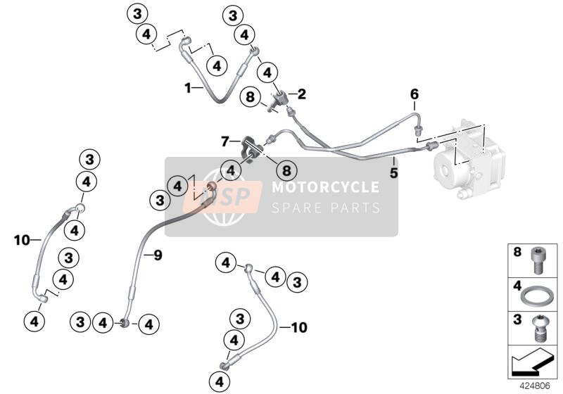 34327680992, Conduite Frein Circuit D Commande Avant, BMW, 0