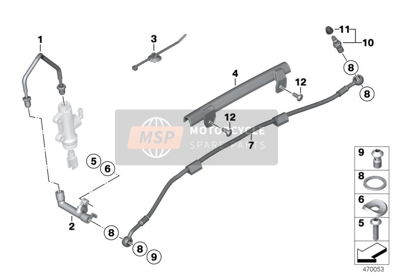 Brake Pipe, Rear, Without ABS 1