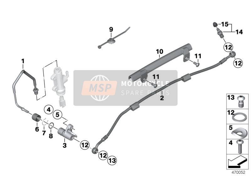 Brake Pipe, Rear, Without ABS 2