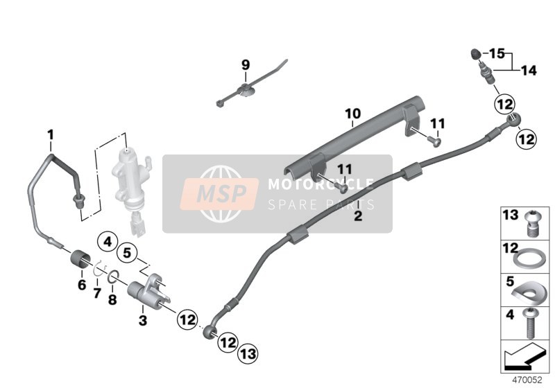 BMW R 1200 ST (0328,0338) 2003 Conduite de frein arrière, sans ABS 2 pour un 2003 BMW R 1200 ST (0328,0338)