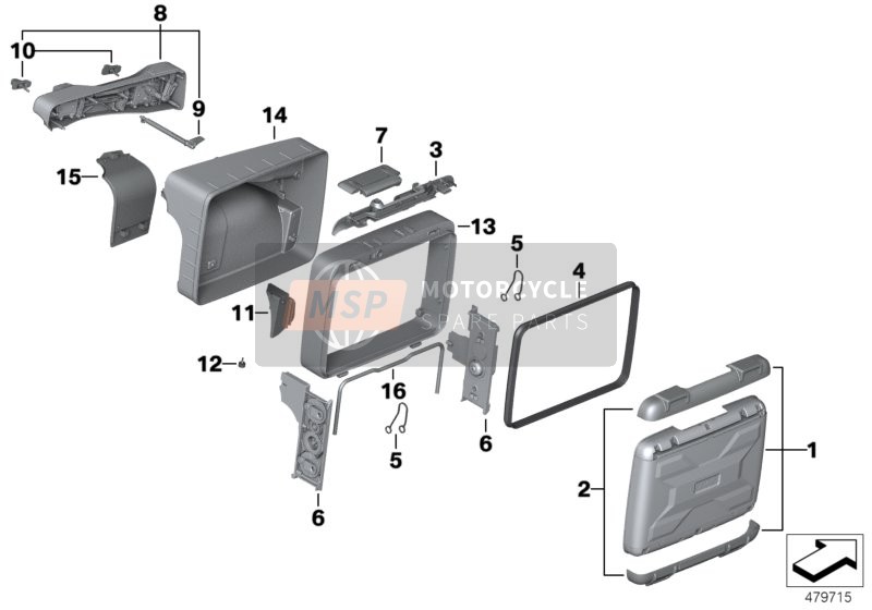 BMW R 1250 GS 19 (0J91, 0J93) 2018 Composants valise Vario pour un 2018 BMW R 1250 GS 19 (0J91, 0J93)