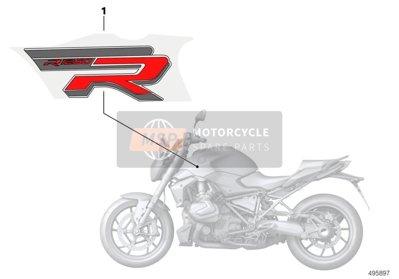 BMW R 1250 R 19 (0J71, 0J73) 2017 Stickers 4 voor een 2017 BMW R 1250 R 19 (0J71, 0J73)