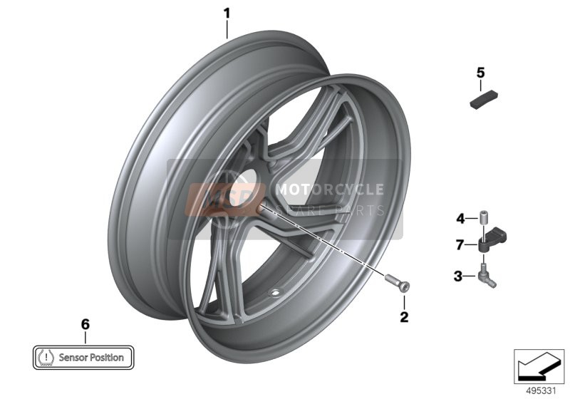 BMW R 1250 RS 19 (0J81, 0J83) 2019 Rueda de fundición trasera 1 para un 2019 BMW R 1250 RS 19 (0J81, 0J83)