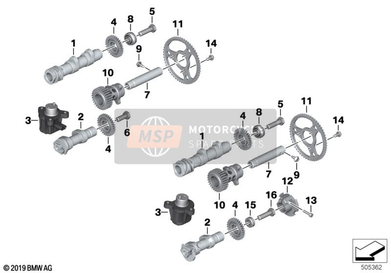 BMW R 1250 RS 19 (0J81, 0J83) 2019 CAMSHAFT for a 2019 BMW R 1250 RS 19 (0J81, 0J83)