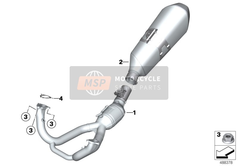BMW R 1250 RS 19 (0J81, 0J83) 2018 Exhaust system, chrome-plated for a 2018 BMW R 1250 RS 19 (0J81, 0J83)