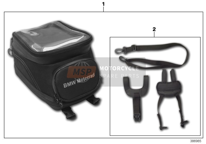 BMW R 1250 RS 19 (0J81, 0J83) 2018 Tank backpack, small for a 2018 BMW R 1250 RS 19 (0J81, 0J83)