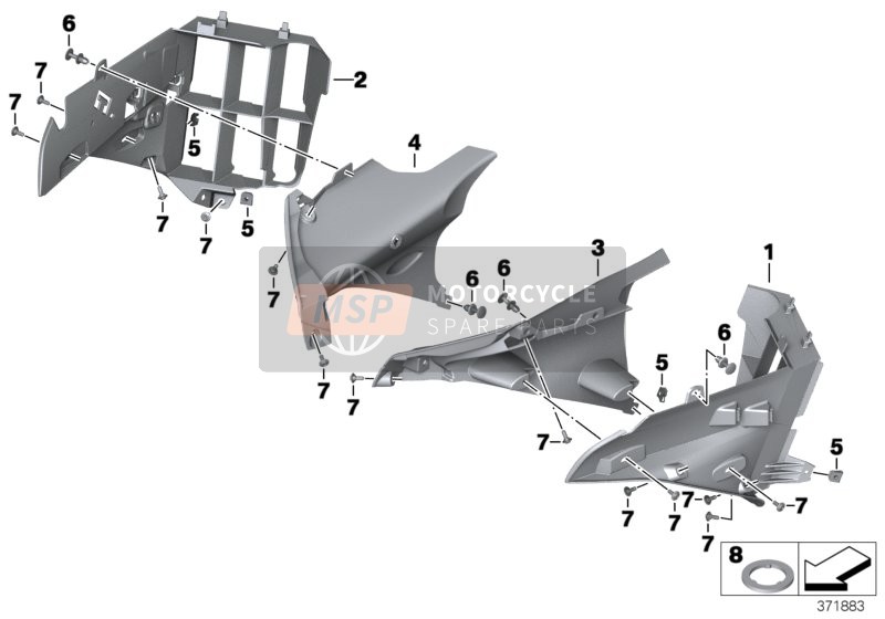 BMW R 1250 RT 19 (0J61, 0J63) 2019 Luchtkanaal, Radiator voor een 2019 BMW R 1250 RT 19 (0J61, 0J63)