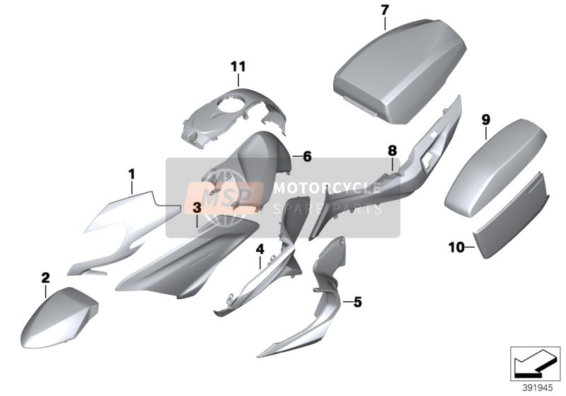 BMW R 1250 RT 19 (0J61, 0J63) 2019 Primed Parts for Official Vehicle 2 for a 2019 BMW R 1250 RT 19 (0J61, 0J63)