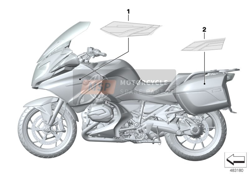 BMW R 1250 RT 19 (0J61, 0J63) 2019 Stickers 2 voor een 2019 BMW R 1250 RT 19 (0J61, 0J63)