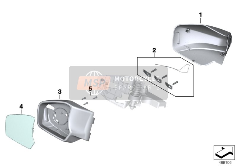 BMW R 1250 RT 19 (0J61, 0J63) 2018 Mirror, Mounted Parts for a 2018 BMW R 1250 RT 19 (0J61, 0J63)