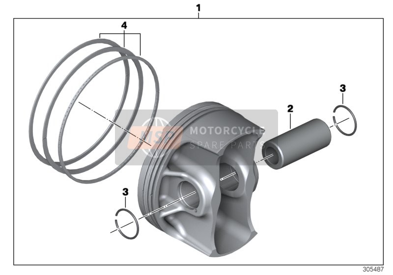 BMW R 1250 RT 19 (0J61, 0J63) 2017 Piston with rings and wristpin for a 2017 BMW R 1250 RT 19 (0J61, 0J63)