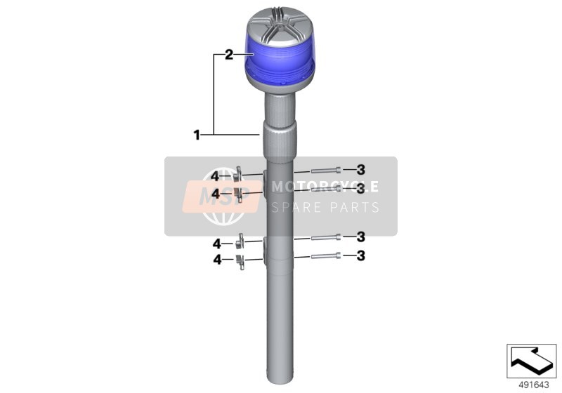 BMW R 1250 RT 19 (0J61, 0J63) 2019 Rotating light for a 2019 BMW R 1250 RT 19 (0J61, 0J63)