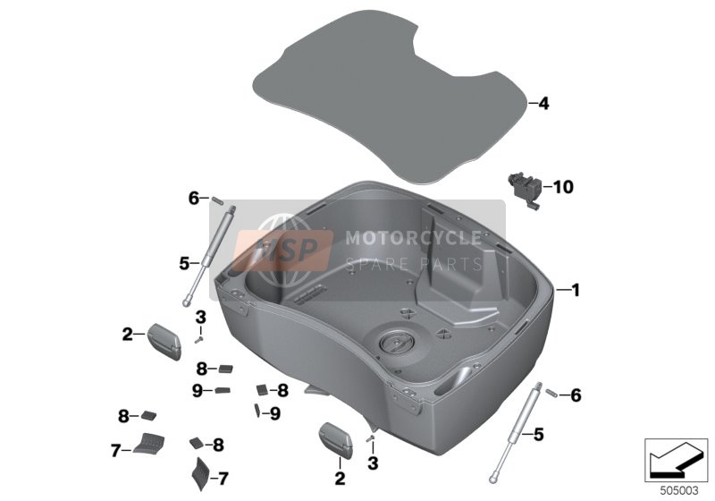 BMW R 1250 RT 19 (0J61, 0J63) 2018 Top case bottom section for a 2018 BMW R 1250 RT 19 (0J61, 0J63)