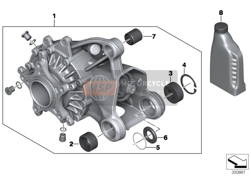 BMW R 1250 RT 19 (0J61, 0J63) 2019 Right-angle gearbox, rear for a 2019 BMW R 1250 RT 19 (0J61, 0J63)