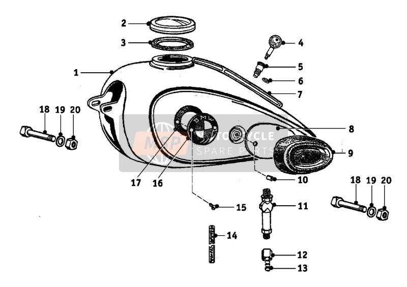 BMW R 24 1949 Benzinetank voor een 1949 BMW R 24