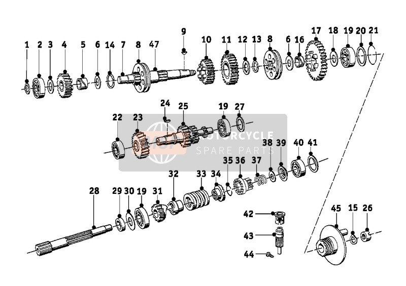 BMW R 24 1948 Trasmissione a ingranaggi per un 1948 BMW R 24