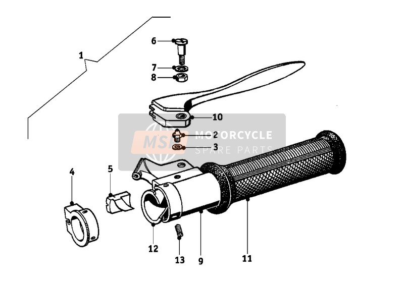 BMW R 25/3 1956 HANDLE UNIT, RIGHT for a 1956 BMW R 25/3