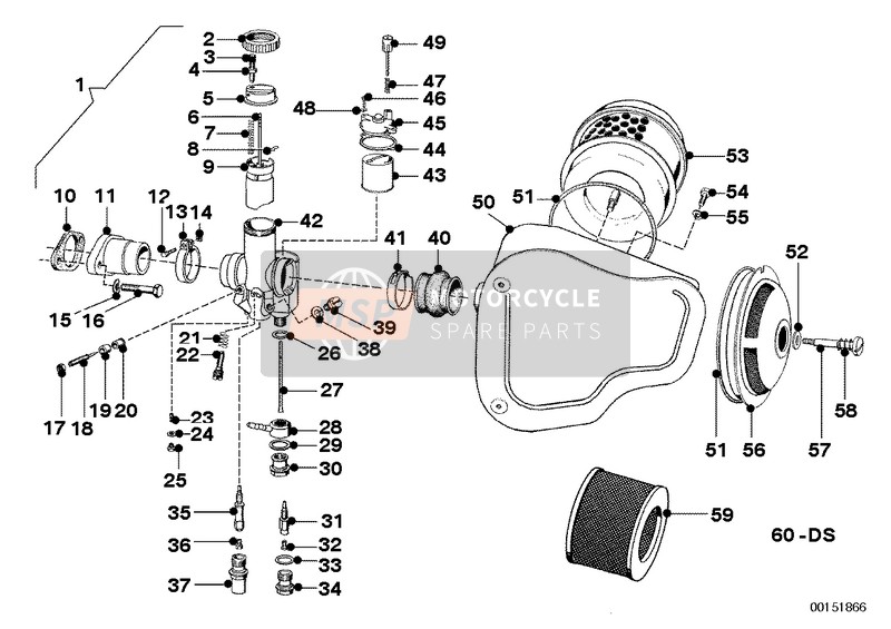 BMW R 26 1958 Carburador para un 1958 BMW R 26