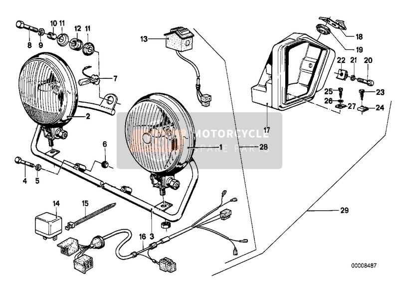 BMW R 45 1983 ADDITIONAL HEADLIGHT for a 1983 BMW R 45